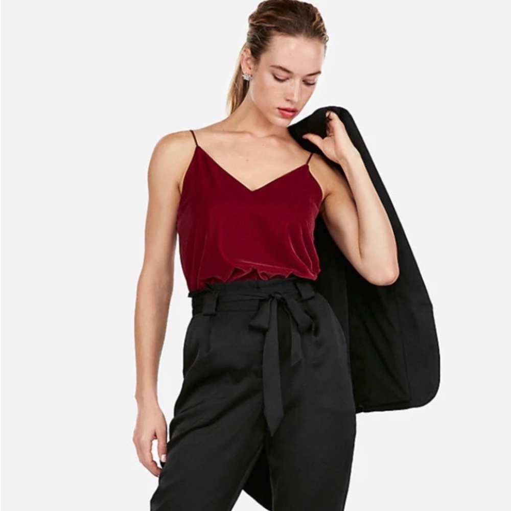 NWT Express Velvet Downtown Cami in Red Desire Sz. Medium